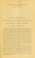 view On the advantages of plaster-of-Paris dressings as a means of spinal support / by Lewis A. Sayre.