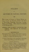 view Syllabus of lectures on natural history.