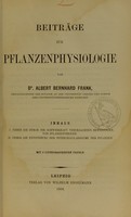 view Beiträge zur Pflanzenphysiologie / von Albert Bernhard Frank.