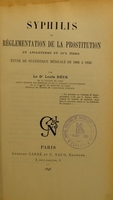 view Syphilis et réglementation de la prostitution en Angleterre et aux Indes : (étude de statistique médicale de 1866 à 1896) / par Louis Deck.