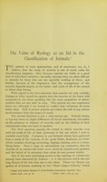 view The value of myology as an aid in the classification of animals / by F.G. Parsons.