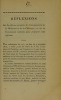 view Réflexions sur la réforme projetée de l'enseignement de la médecine et de la chirurgie, et sur la Commission nommée pour préparer cette réforme.