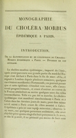 view Monographie du choléra-morbus épidémique de Paris : rédigée spécialement sur les observations cliniques de l'auteur à l'Hôtel-Dieu de Paris / par A.N. Gendrin.