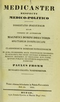 view Medicaster respectu medico-politico : dissertatio inauguralis ... / submittit Paulus Fromm = A kurúzsok orvos-rendészeti tekintetben ; írta Fromm Pál.