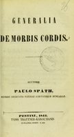 view Generalia de morbis cordis / auctore Paulo Spáth.
