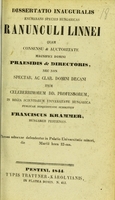 view Dissertatio inauguralis enumerans species hungaricas Ranunculi Linnei ... / publicae disquisitioni submittit Franciscus Krammer.