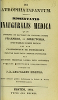 view De atrophia infantum : dissertatio inauguralis medica ... / submittit J.R. Leopoldus Hoenig.