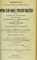 view Dissertatio inauguralis medico-pharmacologica de opio ejusque praeparatis ... / submittit Paulus Csesznok.