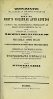 view Dissertatio inauguralis medico-forensis sistens species mortis violentae apud adultos ex excessu vel suppressione stimulorum ad vitam necessariorum ortas ... / submittit Augustinus Barta = A felnottek eroszakos halálozása fajai különösen mellyek az életre szükséges külingerek' megfosztásából vagy feleslegébol származnak : orvos-törvényeszéki szempontból : orvos doctorrá iktatása ünnepélyére / irta Barta Ágoston.