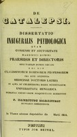 view De catalepsi : dissertatio inauguralis pathologica ... / publicae eruditorum disquisitioni submittit J. Mauritius Markstein = Értekezés a' dermengésrúl / irta Markstein Móricz.