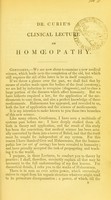 view Dr. Curie's clinical lecture on homoeopathy.