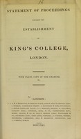 view Statement of proceedings towards the establishment of King's College, London : with plans, copy of the charter, &c.