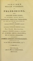 view Specimen medicum inaugurale, de phloridzine ... / defendet Andreas Adrianus Antonius Barning.