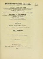 view Thèse présentée et publiquement soutenue à la Faculté de médecine de Montpellier, le 5 janvier 1842 / par Jh-Hipte Fournier.