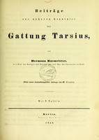 view Beiträge zur näheren Kenntniss der Gattung Tarsius / von Hermann Burmeister ; nebst einem helminthologischen Anhange von Dr. Creplin.