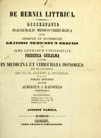 view De hernia Littrica : dissertatio inauguralis medico-chirurgica ... / publice defendet auctor Albertus à Raesfeld ; opponentibus Engels, Steffes, Bering.