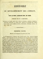 view Histoire du développement des animaux / par Charles Ern. de Baer ; publiée par G. Breschet.