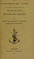 view Supplementary notes to the first and second edition of Dr. Buckland's Bridgewater treatise : with a plate of the fossil head and restored figure of the Dinotherium.