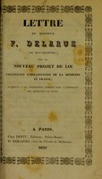 view Lettre du docteur F. Delarue ... sur le nouveau projet de loi concernant l'organisation de la médecine en France : adressé à la commission nommée par l'assemblée des médecins de Paris.