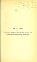 view An attempt to determine the influence of the seasons and weather on sickness and mortality.