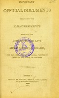 view Important official documents relative to the disagreements between the members of the late Army Medical Board, not included among the papers printed by order of the House of Commons.