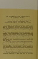 view The significance of Bacillus coli in drinking water / by William G. Savage.