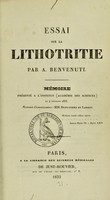view Essai sur la lithotritie / par A. Benvenuti.