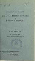 view Preparation and properties of 1:4 (or 1:5)-dimethylglyoxaline and 1:3-dimethylpyrazole / by H.A.D. Jowett and C.E. Potter.