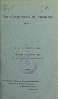 view The constitution of barbaloin. Pt. I / by H.A.D. Jowett and Charles E. Potter.