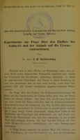 view Experimente zur Frage über den Einfluss der Asphyxie und der Anämie auf die Uteruscontractionen / von E.M. Kurdinowski.