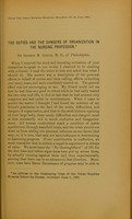 view The duties and the dangers of organization in the nursing profession / by George M. Gould.