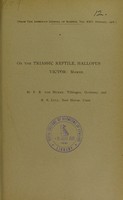 view On the Triassic reptile, Hallopus Victor, Marsh / by F.R. von Huene and R.S. Lull.