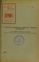 view A note on congenital syphilitic 'osteitis deformans' / by F. Parkes Weber.