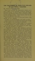 view The treatment of infective diseases by bacterial vaccines : a paper read at the 576th Meeting of the Brighton and Sussex Medico-Chirurgical Society, held on November 7th, 1907 / by F.G. Bushnell.