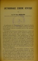 view Uréthrorrhagie d'origine hépatique. Urines purulentes et tuberculose : communications faites à la cinquième session de l'Association française d'urologie, Paris 1901' - cover.