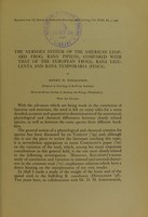 view The nervous system of the American leopard frog, Rana pipiens, compared with that of the European frogs, Rana esculenta and Rana temporaria (fusca) / by Henry H. Donaldson.