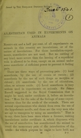 view Anaesthetics used in experiments on animals / issued by The Research Defence Society.