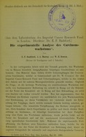 view Die experimentelle Analyse des Carcinomwachstums / von E.F. Bashford, J.A. Murray and W.H. Bowen.