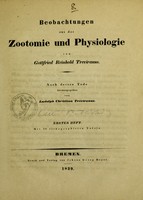 view Beobachtungen aus der Zootomie und Physiologie. 1. Heft / von Gottfried Reinhold Treviranus ; nach dessen Tode herausgegeben von Ludolph Christian Treviranus.