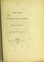 view On the structure of the poisonous fangs of serpents / by Thomas Smith.