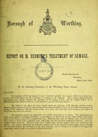 view Report by Dr. Kelly to the Town Council of Worthing, on M. Hermite's treatment of sewage.