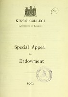 view Special appeal for endowment / King's College (University of London).