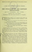 view A plea for a minister of public health : the evolution of our sanitary institutions / by F.G. Bushnell.