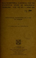 view Histological examination of a case of albinism / by J.E. Adler and J. McIntosh.