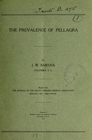 view The prevalence of pellagra / by J.W. Babcock.