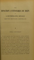 view La fonction antitoxique du rein et l'opothérapie rénale (revue critique générale) : thèse présentée et publiquement soutenue devant la Faculté de médecine de Montpellier le 28 juillet 1906 / par Jules Blanc.