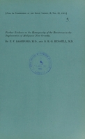 view Further evidence on the homogeneity of the resistance to the implantation of malignant new growths / by E.F. Bashford and B.R.G. Russell ; [communicated by J. Rose Bradford].