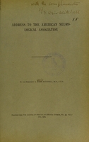 view Address to the American Neurological Association / by S. Wier [i.e. Weir] Mitchell.