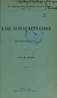 view Karl Gustaf Lennander : minnesteckning / af Carl M. Fürst.