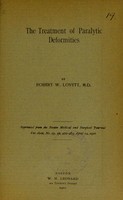 view The treatment of paralytic deformities / by Robert W. Lovett.